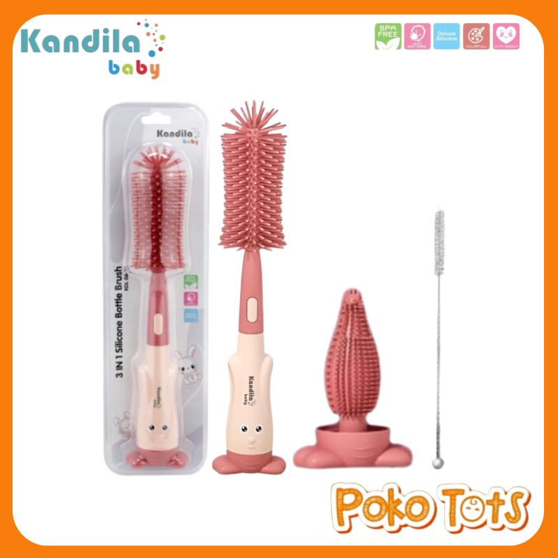 Kandila Baby 3in1 Silicone Bottle Brush KDL06-10 Sikat Pembersih Botol Isi 3pcs WHS