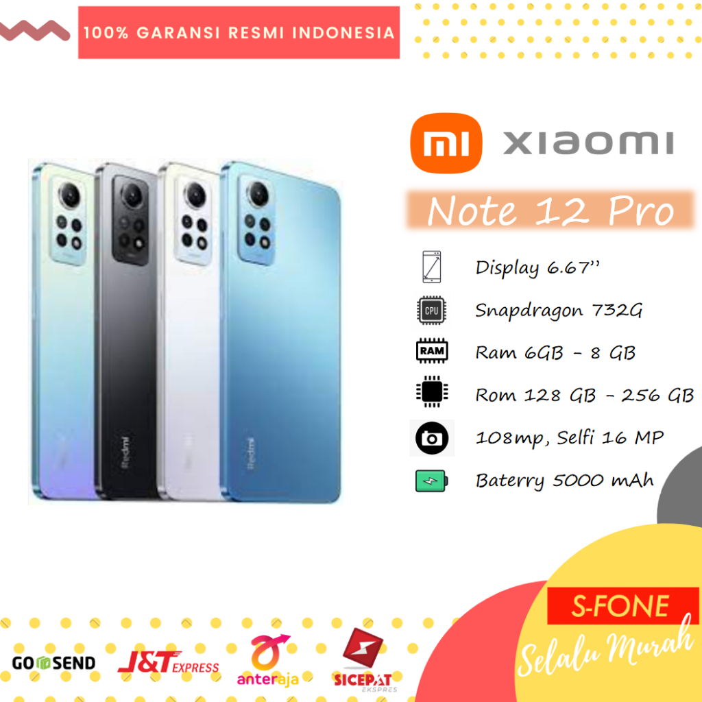 Xiaomi Redmi Note 12 pro 6/128GB - 8/256GB Garansi Resmi