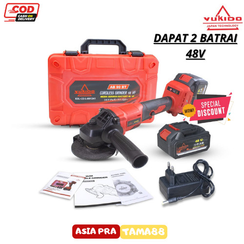 Mesin Gerinda Baterai 48 Volt - Cordless Brushless Angle Grinder - YUKIDO JAPAN TECNOLOGY