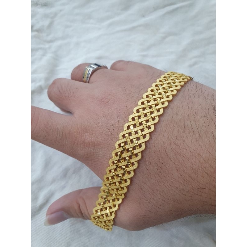 gelang rantai teplek kepang lentur emas