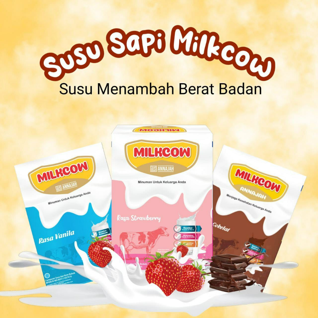 

Milkcow Susu Sapi Bubuk Penggemuk Badan Tiga Varian Rasa 500gr