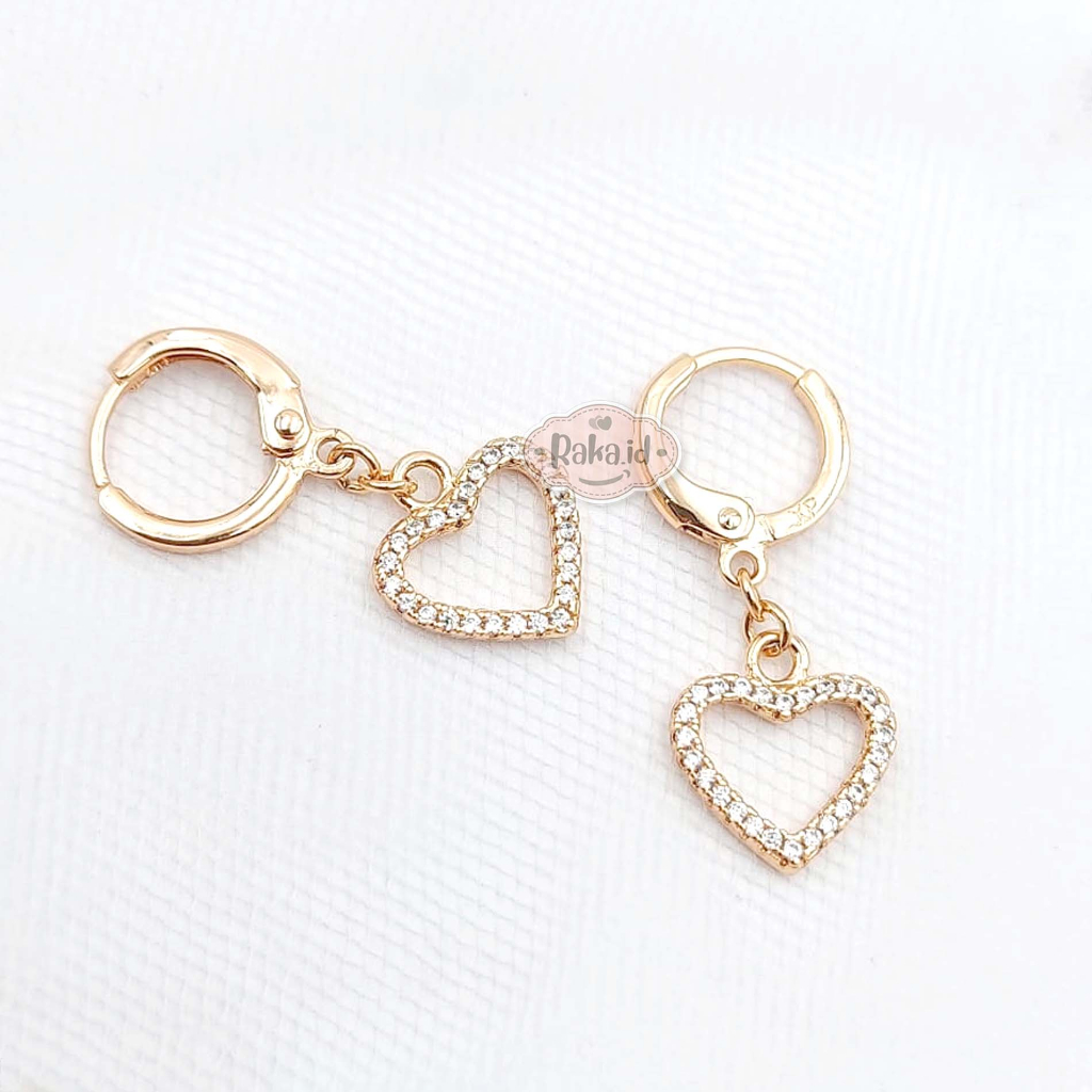 Anting Korean Style Anting Clip Bulat Motif Love Lubang 1305