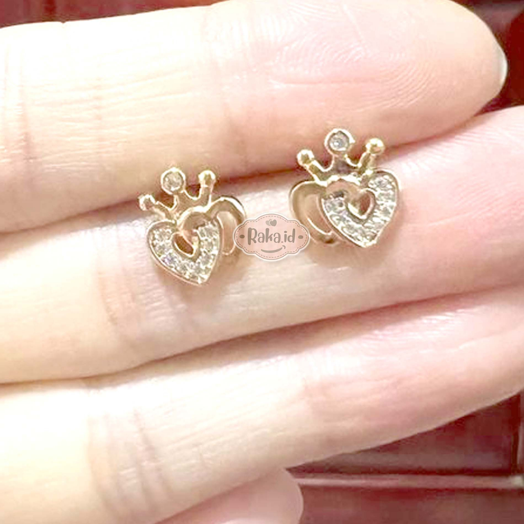 Anting Korean Style Anting Anti Karat Anting Tusuk Motif Crown Love Mata 1303