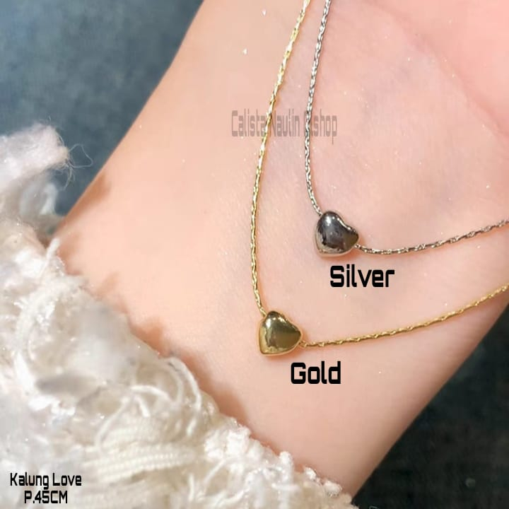 Kalung Tren Titanium Love Mini Lucu Imut anti Karat Anti Luntur