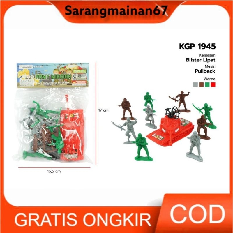 (PROMO)KGP-1945 MAINAN ANAK FIGURE TANK TENTARA INDONESIA ARMY MAINAN KGP 1945 TENTARA MOBIL TANK PE