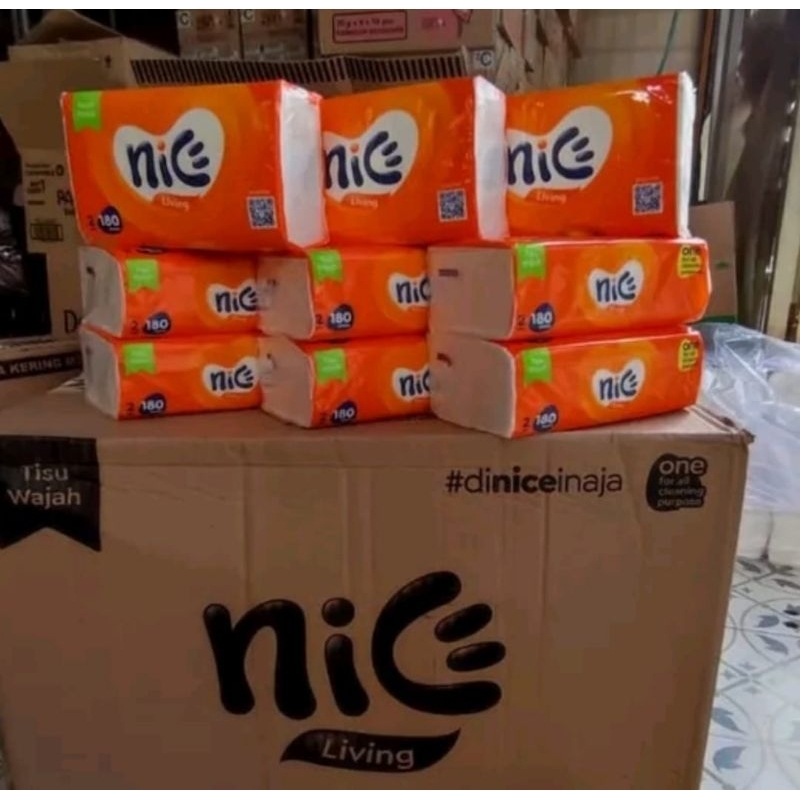 Tissue wajah nice 180 sheets 1 dus ( isi 60 pcs )