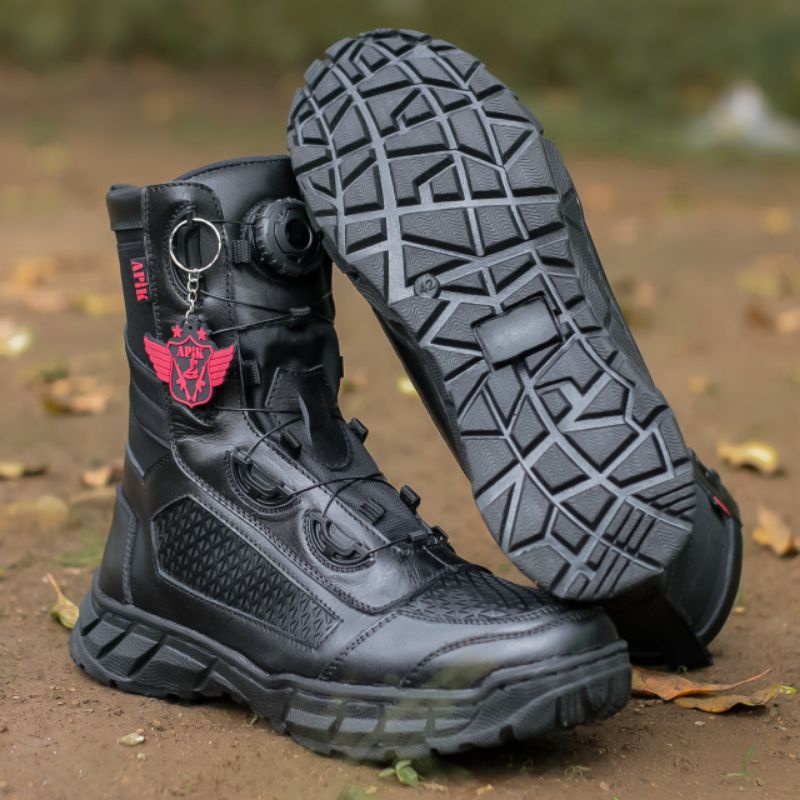Sepatu PDL Tali Putar Sarang Tawon Kulit Matte Dan Mengkilap Apik