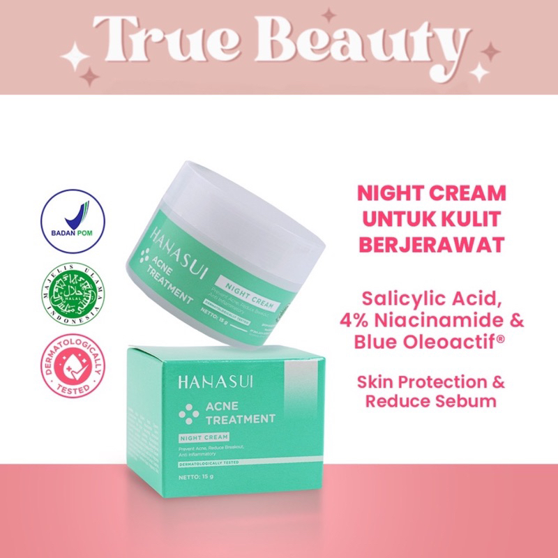 HANASUI Acne Treatment Night Cream / Krim Malam / Krim Jerawat / Krim Atasi Jerawat