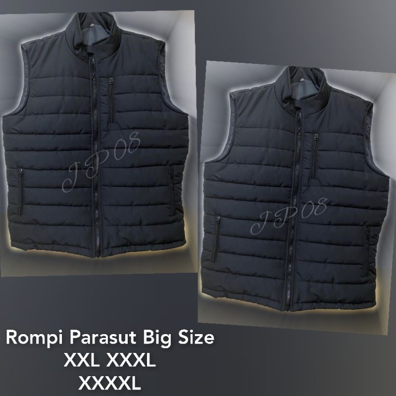 Rompi Kembung Parasut Big Size Merah Maroon XXL XXXL XXXXL Vest Jumbo Parasit Pria Wanita 2XL 3XL 4XL Jaket Motor Anti Angin Tanpa Lengan Model Gembung Bahan Tebal Dacron 10 oz Outdoor Hiking Saku Dalam Navy Rompi Gelembung ld 130 ld 140 Abu Hitam Ghost