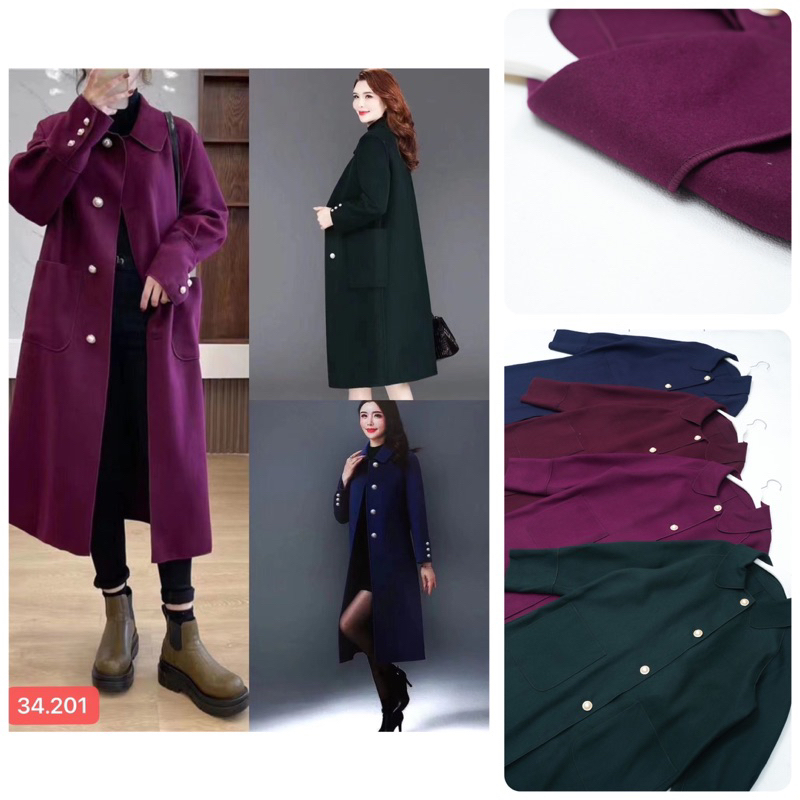 OUTER LONG COAT WANITA BAHAN WOOL PREMIUM