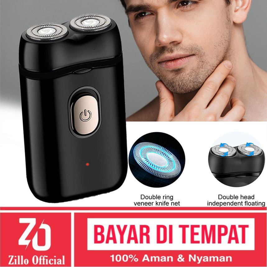 ZILLO Alat Cukur Kumis Jenggot Shaver Portable Mesin Pencukur Rambut Bulu Elektrik Double Ring Shaver