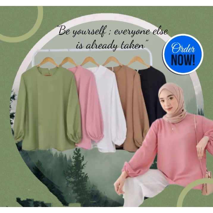 Rina blouse crinkle wanita- Baju atasan wanita blouse lipat formal putih jumbo oversize 2024