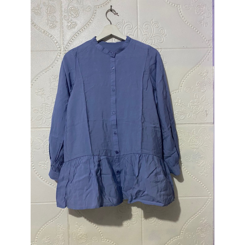 blouse blue global uniqlo