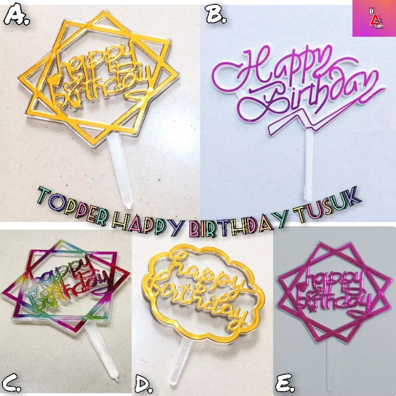 

CAKE TOPPER HAPPY BIRTHDAY MINI AKRILIK / BUNGKUS KADO INSTANT BESAR