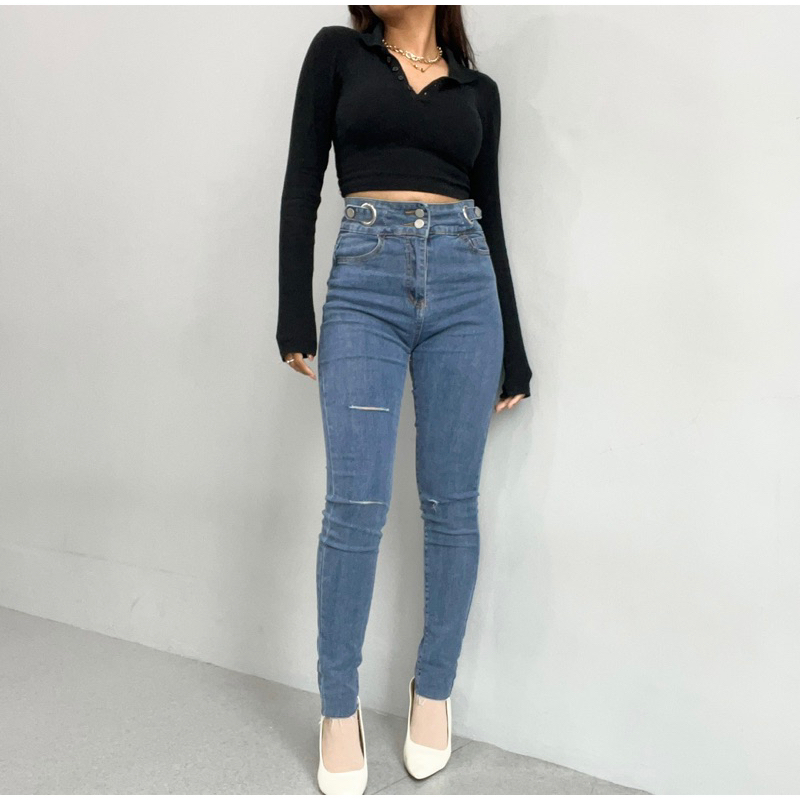 [LUXE.DLABEL] - Jeans 147 | Celana Panjang Highwaist Wanita Jeans Import Premium Quality Jeans Wanita Polos Ripped Jeans Highwaist Jeans Wanita Bangkok Skinny Jeans Highwaist Baggy Wideleg Jeans Kulot jeans Boyfriend Jeans Kargo Jeans Cargo jeans BKK