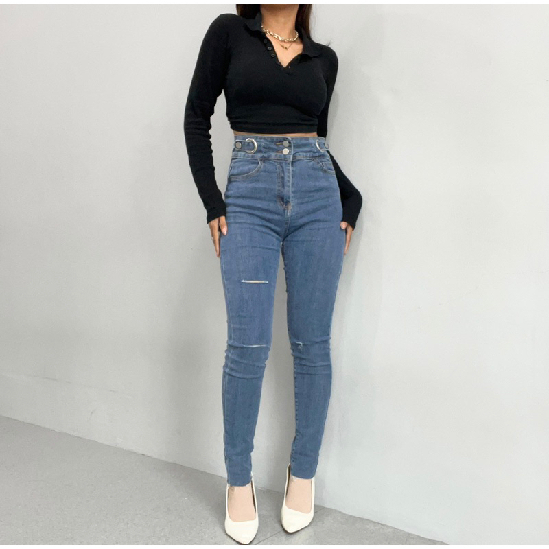[LUXE.DLABEL] - Jeans 147 | Celana Panjang Highwaist Wanita Jeans Import Premium Quality Jeans Wanita Polos Ripped Jeans Highwaist Jeans Wanita Bangkok Skinny Jeans Highwaist Baggy Wideleg Jeans Kulot jeans Boyfriend Jeans Kargo Jeans Cargo jeans BKK