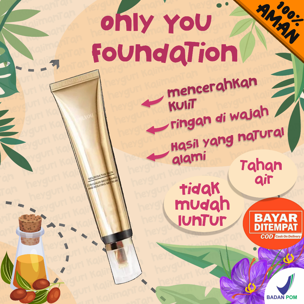 ONLYOU onlyou only u only you only Foundation cair waterproof Asli original bersertifikat Bahan Halu
