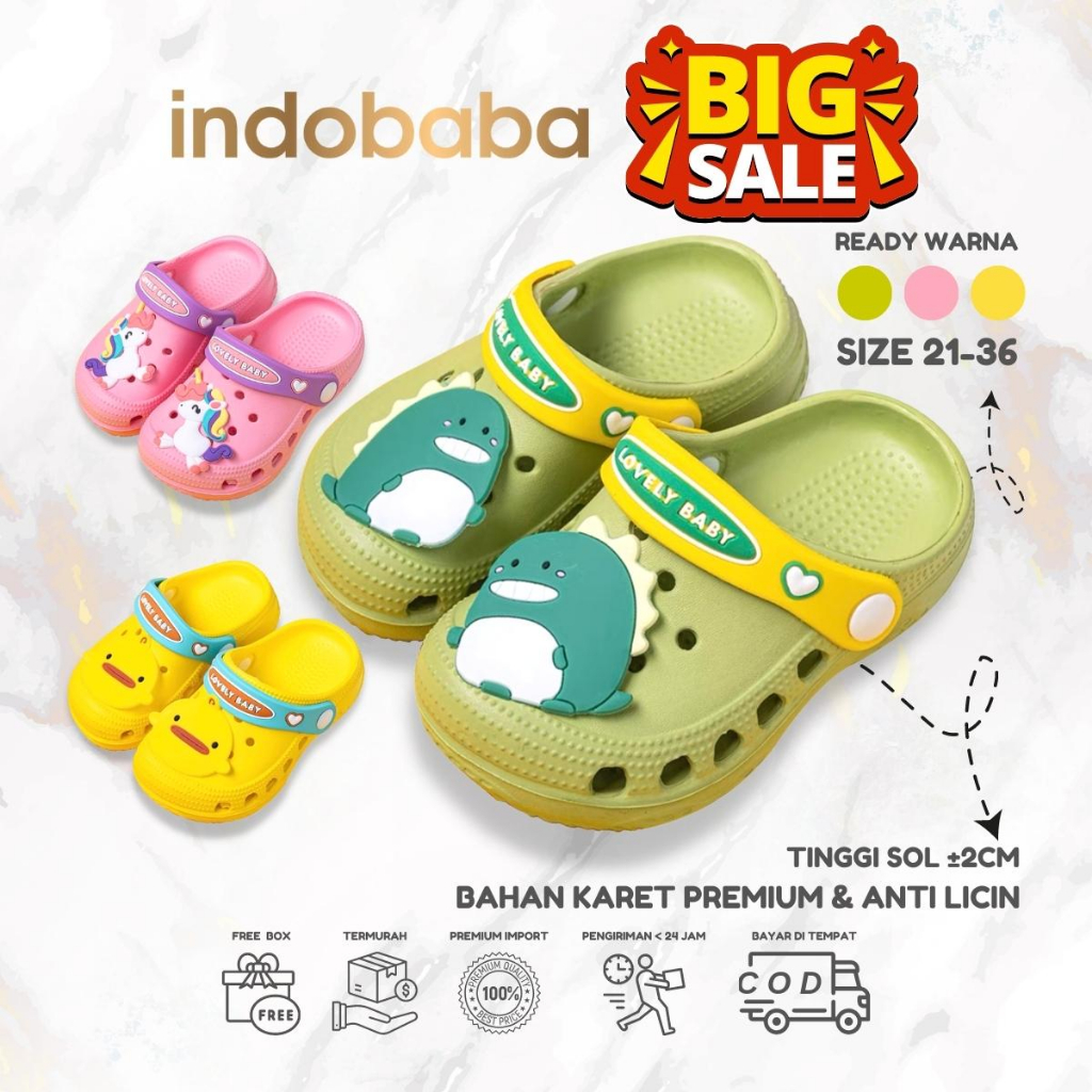 indobaba  Sandal Anak Import Bahan EVA Mario Aneka Warna Motif Kartun Karakter Sandal Karet EVA Import S103