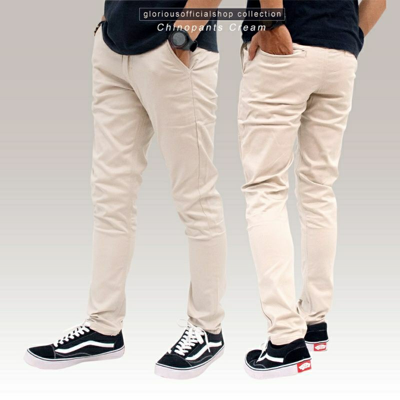 CELANA CHINO panjang Pria Slimfit KERJAHARIAN Santai Casual Formal Hitam Mocca Abu Cream Size 27-38