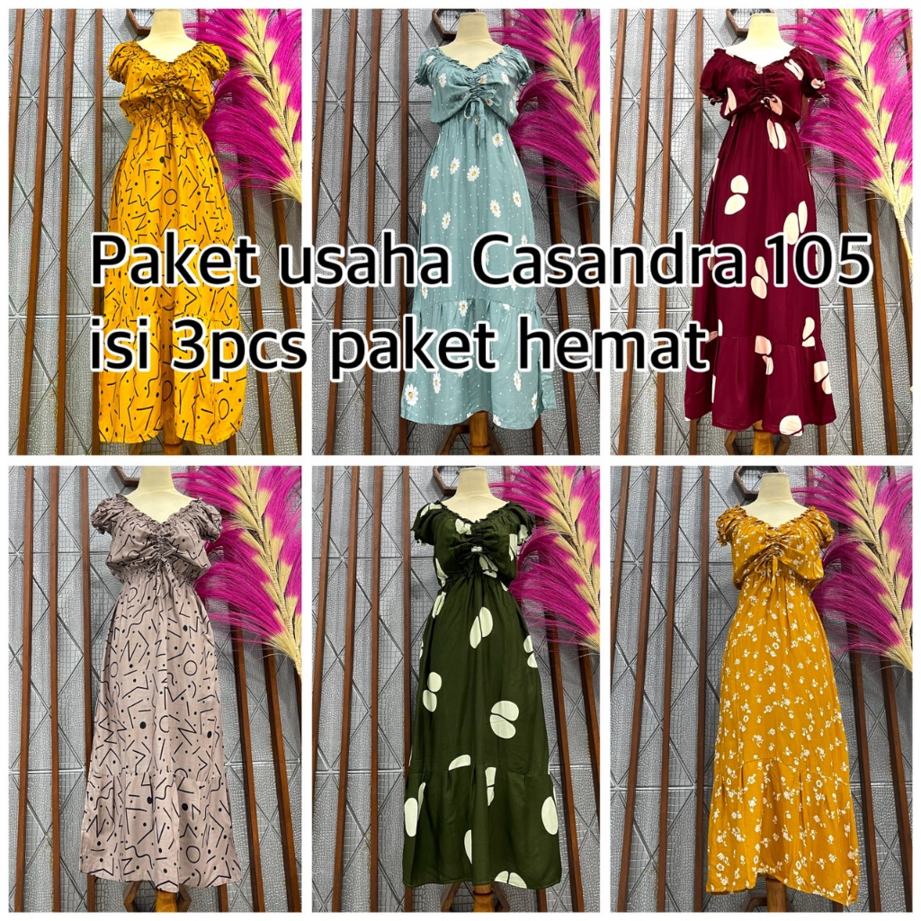 Paket Usaha Dress Casandra 105rb isi 3Pcs