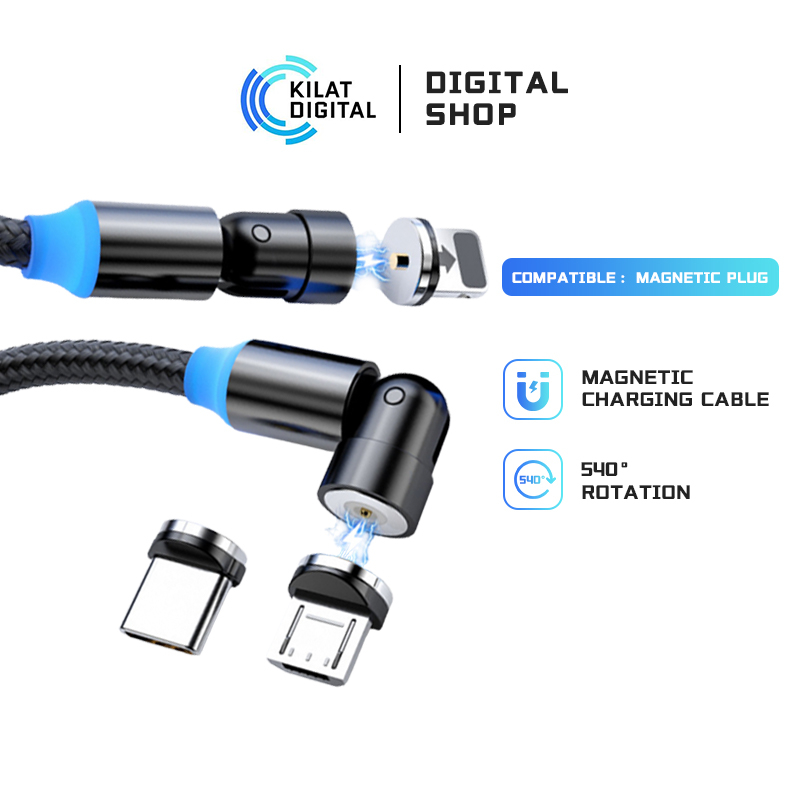 540º Magnetic Cable Micro Usb Type C Magnet Charging Cable For Samsung IP Universal Rotation Cable