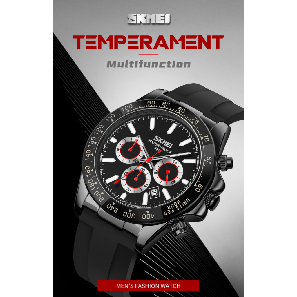 SKMEI 9275 Original Jam Tangan Pria Chrono Chronograph Silikon Tahan Air
