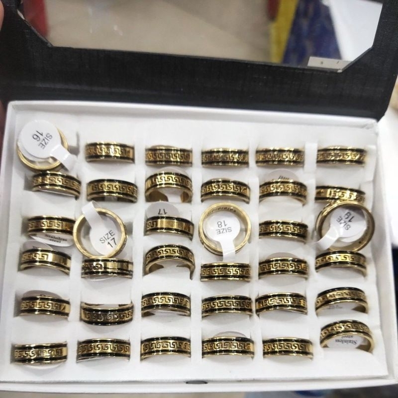 Termurah Terbaru cincin titanium tribal Gold Tidak karat 1box isi 36pcs