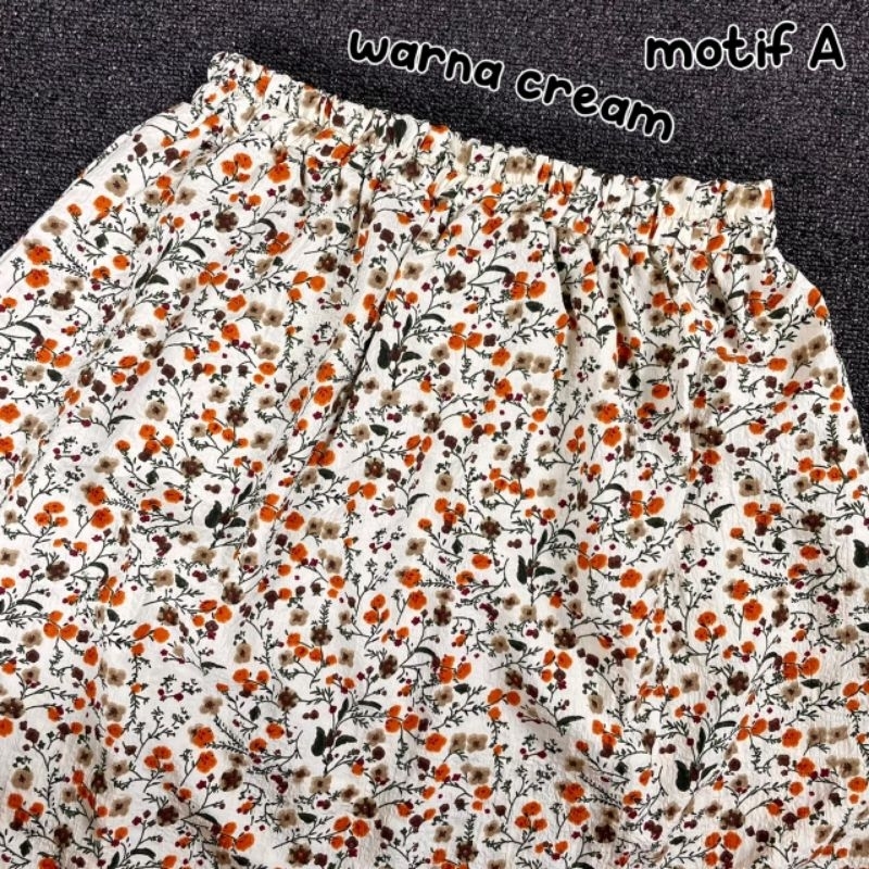 CASSIE ROK PANJANG MOTIF KOREAN STYLE JUMBO BIG SIZE CRINKLE