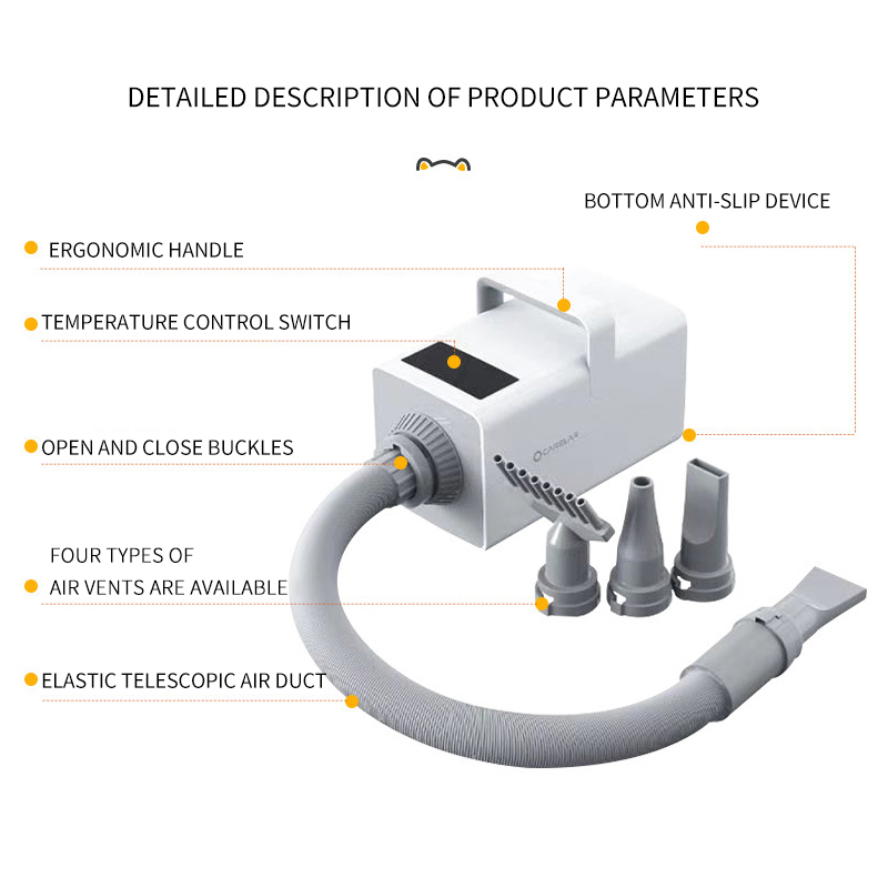 2800W Pengering Rambut Hewan Peliharaan Pengering Perawatan Kucing Anjing Pengering Rambut Hewan Peliharaan LED