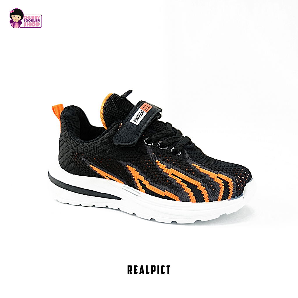 SH2308 Sepatu sport olahraga Sepatu Sekolah TK SD SMP kets kasual anak KINDOG kain kanvas fire api size 28 - 37 untuk anak 4 tahun sd 15 tahun