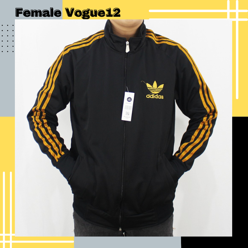 JAKET ADIDAS FIREBIRD HITAM LIST EMAS M L XL - JAKET FIREBIRD ADIDAS - JAKET OLAH RAGA - TRAINING