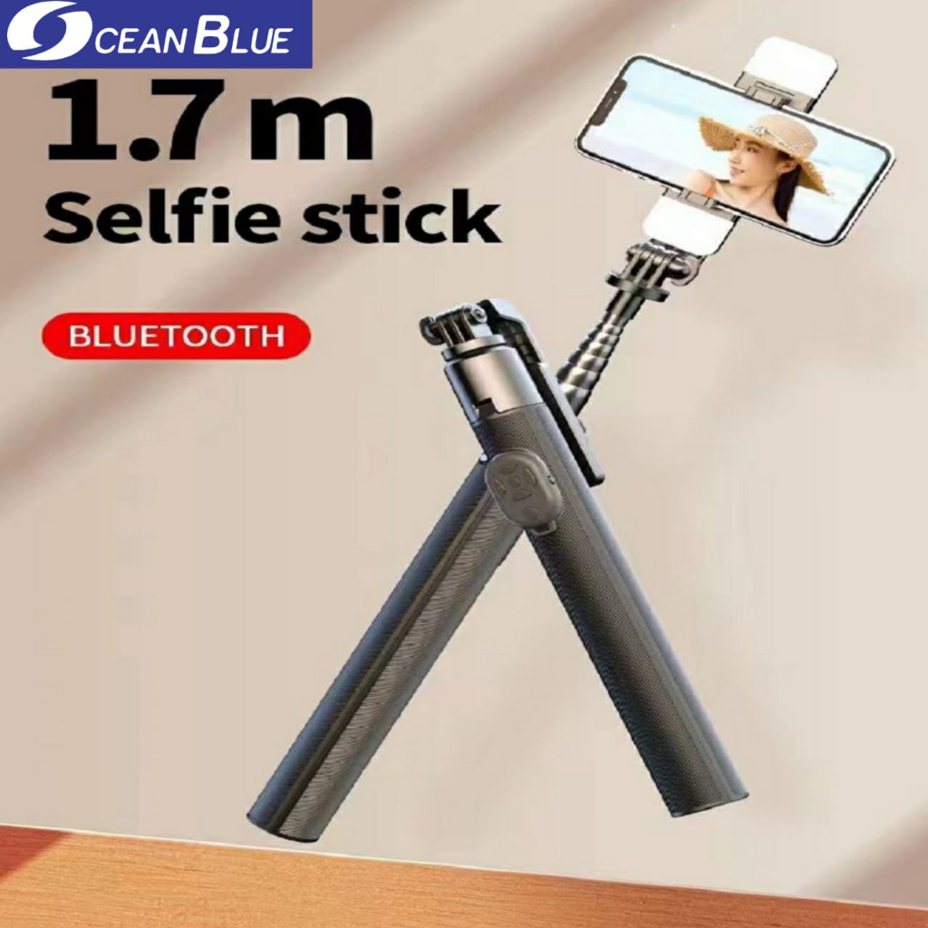 Ocean Blue OCN Y17S Y17 Tongsis Tripod Selfie Stick LED Remote Bluetooth 170Cm Tongkat Selfie Stick With Lampu HP Dudukan Penyangga Live