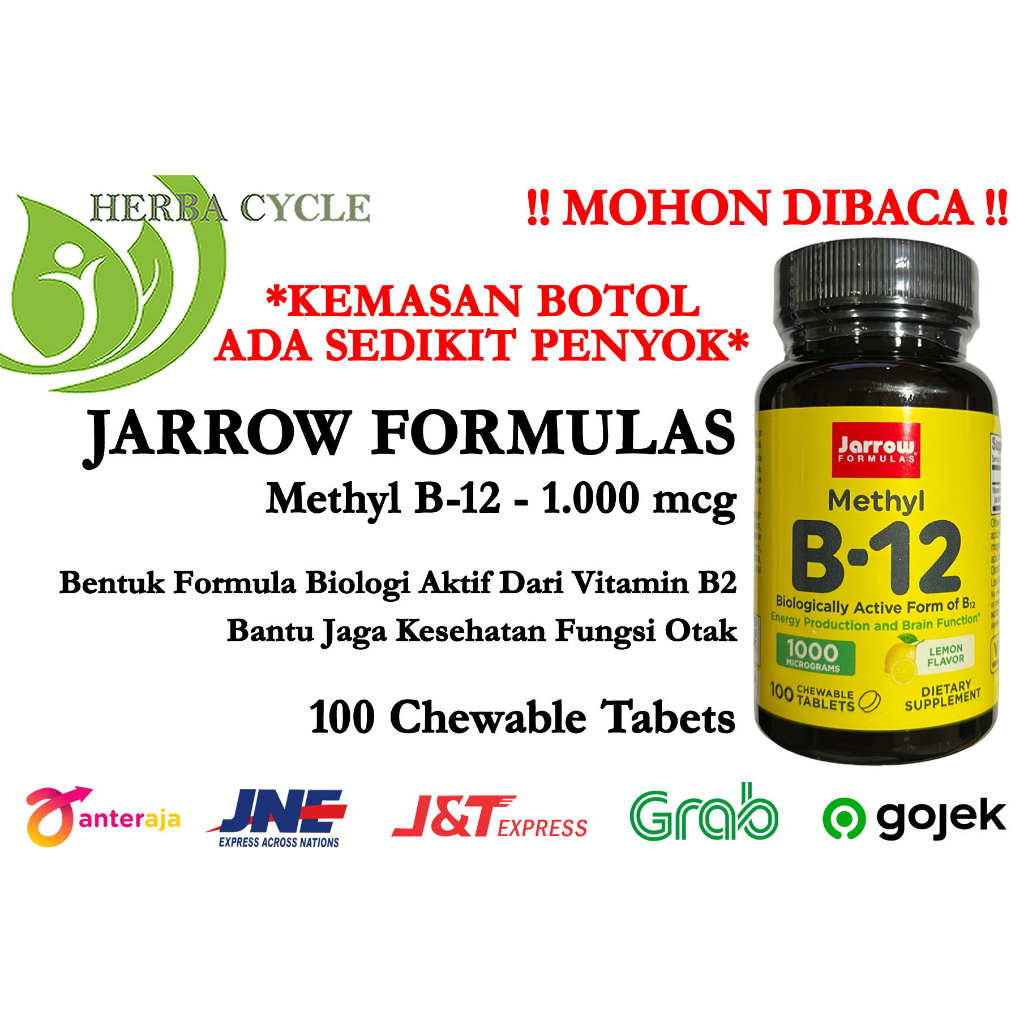 Methyl B 12 1000 mcg Lemon Flavor 100 Chew Lozenges Vit B12 Methyl Folate Kesehatan Otak Jarrow Formulas ORI USA