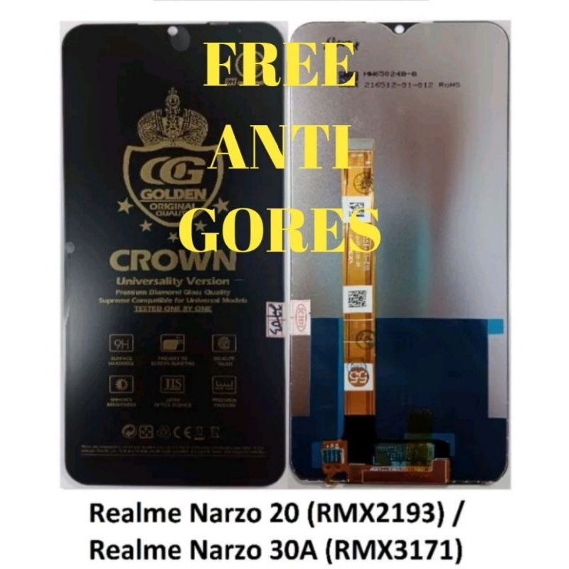 Lcd Torchscreen Hp Fullset Realme Narzo 20 / Realme Narzo 30A. Original Crown Quality. Free Dus Pack