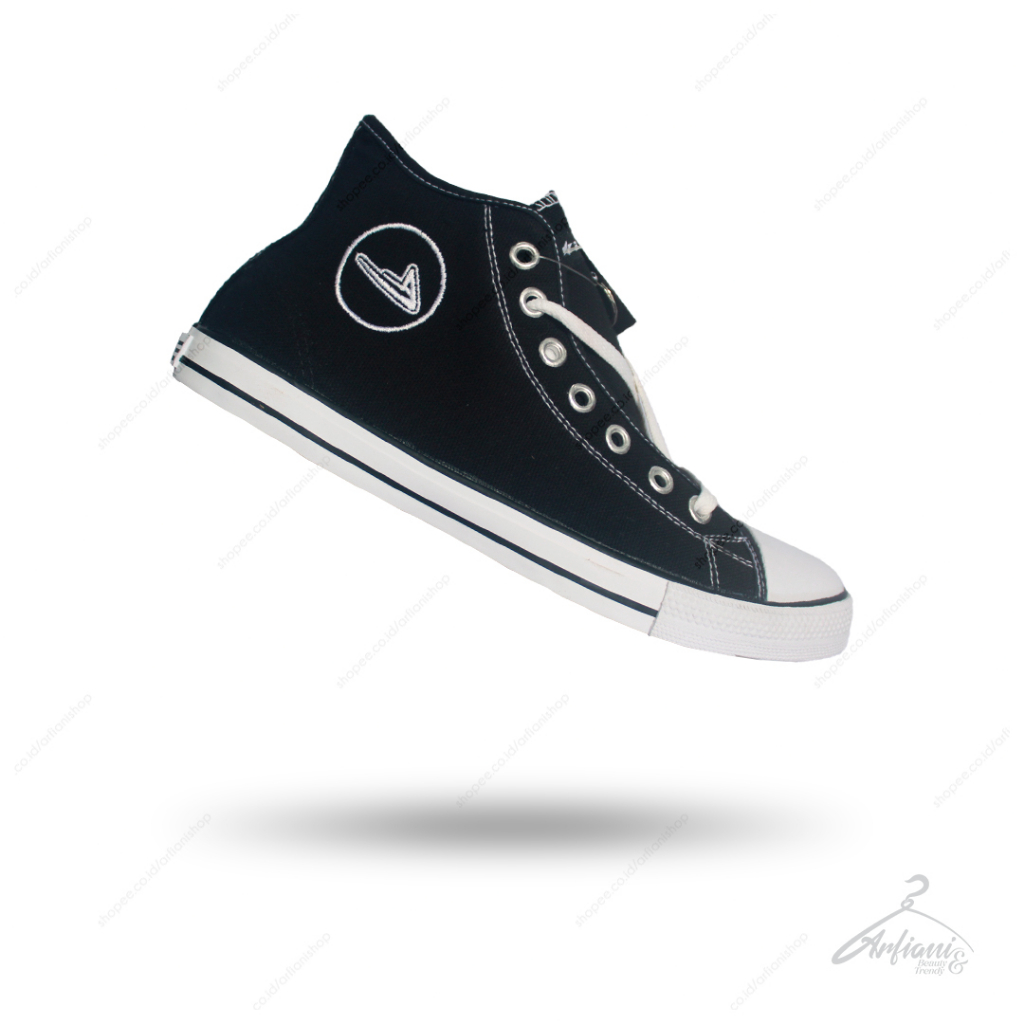 Sepatu Sekolah Hitam Putih - Sneakers High Black