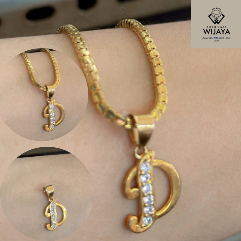 liontin huruf D emas kadar 375 8k