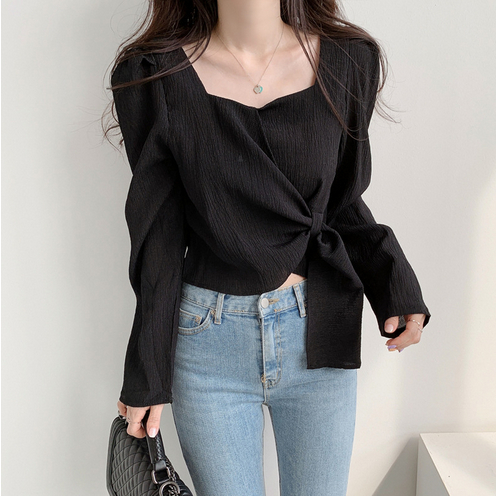 881 BLOUSE WANITA IMPORT  / CROP BLOUSE KOREAN STYLE LENGAN PANJANG / ATASAN LENGAN PANJANG