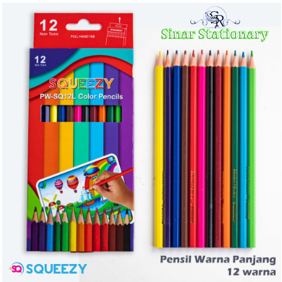 

Pensil Warna Squeezy Panjang 12 Warna Murah / Color Pencil PW-SQ12L