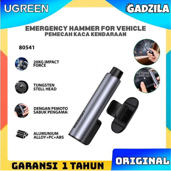 UGREEN Emergency Hammer For Vehicle With Cutter Alat Pemecah Darurat Kaca Mobil Pemotong Seat Belt 80541