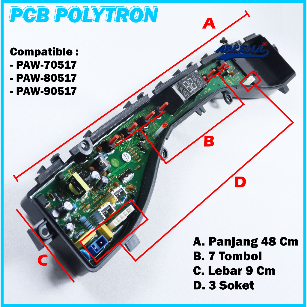 PCB MESIN CUCI POLYTRON | MODUL MESIN CUCI TIPE PAW 517 1 TABUNG - Arkema