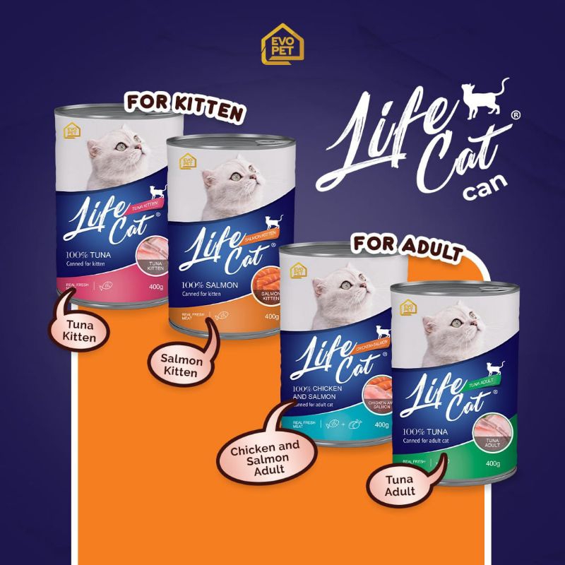 makanan kucing life salmon&amp;chicken 400gr adult wet food