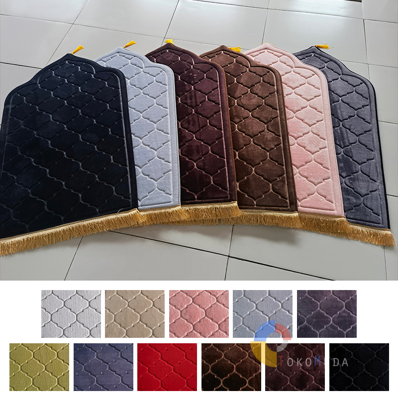 TOKOMUDA COD Sajadah Tebal Premium 70x110 Bulu Velvet Sajadah Turki Bentuk Kubah Motif  Embos