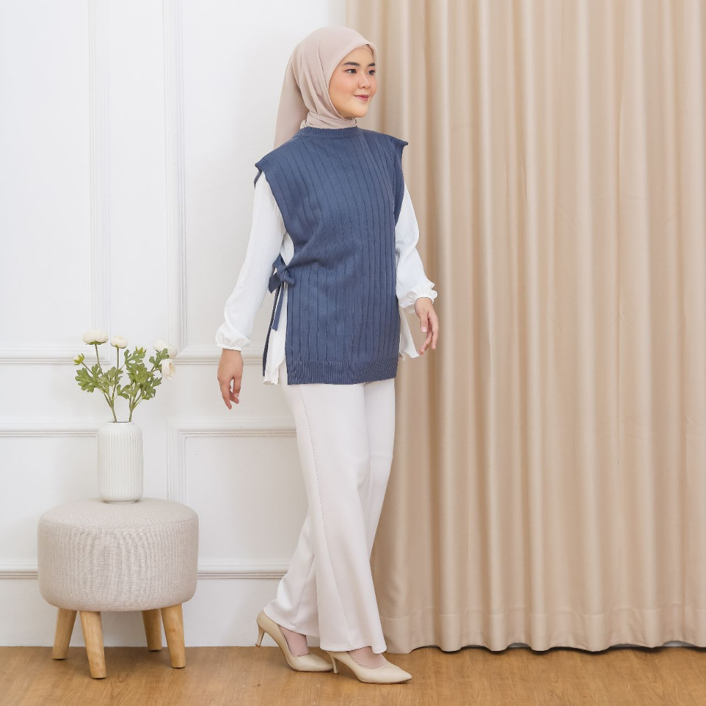 MARY - Nursingwear Vest Rajut Blouse Tunik Knit Menyusui Atasan Baju Bukaan Kanan Kiri Belahan Busui Bumil Busuifriendly Motif Shabby Bunga