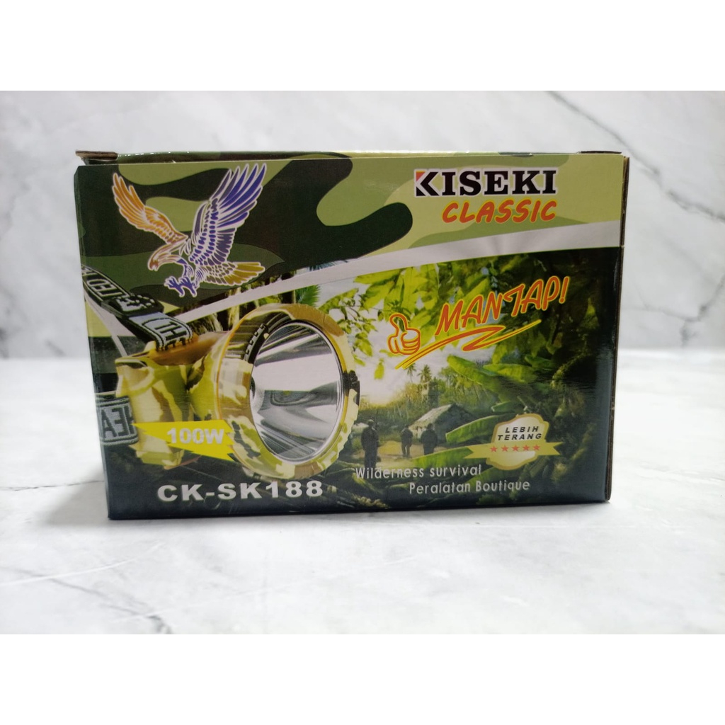 KISEKI - Senter Kepala Kiseki CK-188 100Watt Tahan 20 Jam Headlamp Waterproof Senter Kepala Cahaya Putih