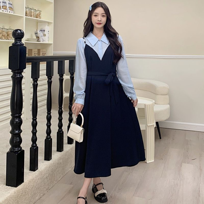 Dress A Line College Style TwoPiece Navy M495