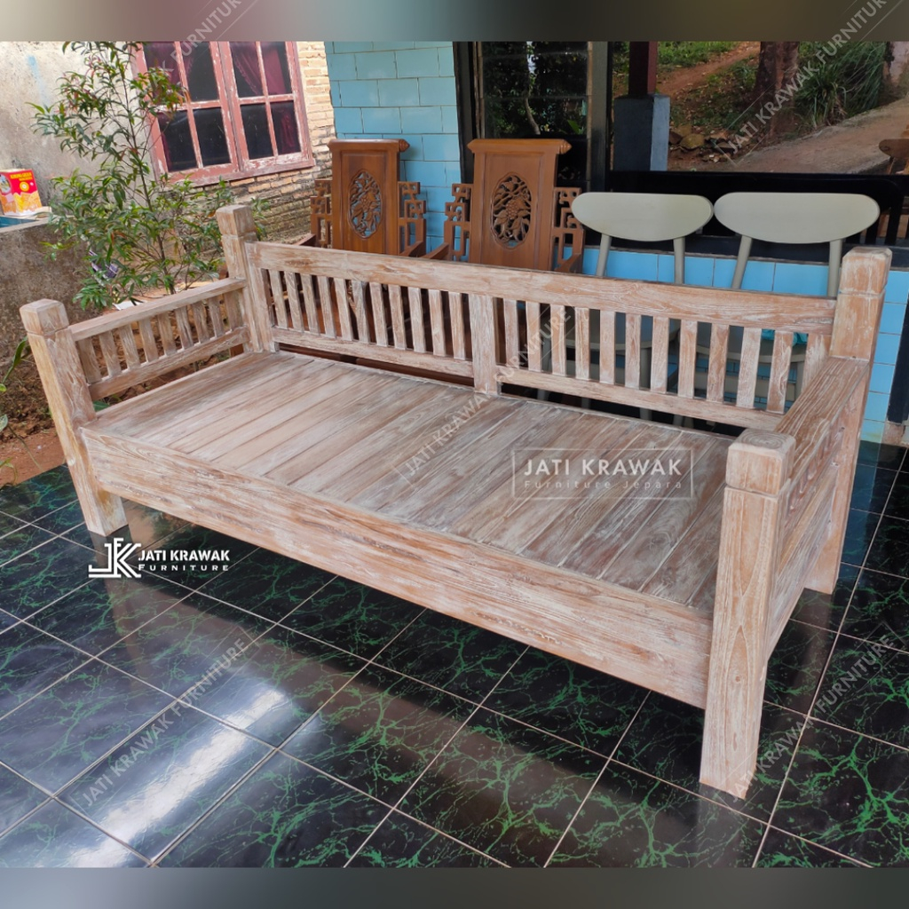 Kursi bale jari minimalis polos kayu jati - Bangku bale minimalis
