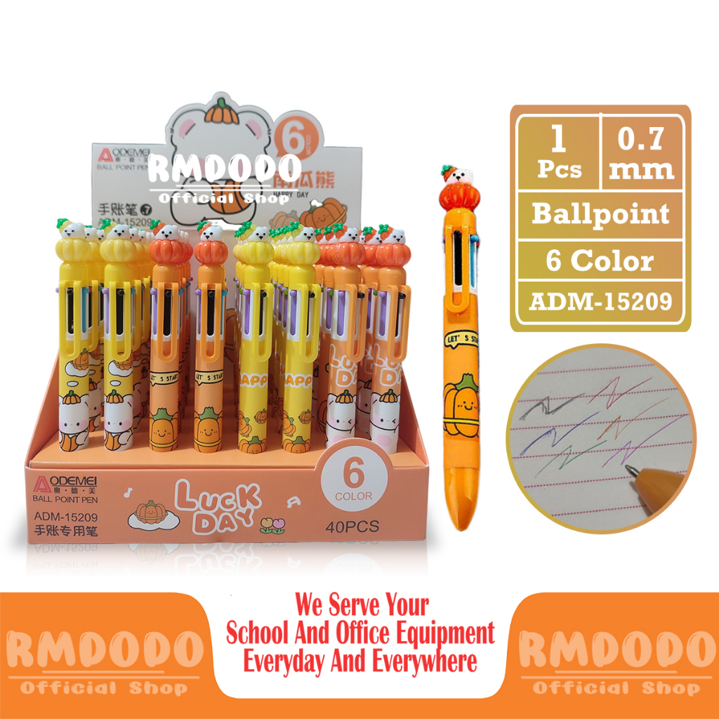 

Rmdodo - Pulpen Ballpen 6 Warna Satuan [1 Pcs Pulpen] / Pena Bollpen Beruang Labu / Bollpoin ADM-15209