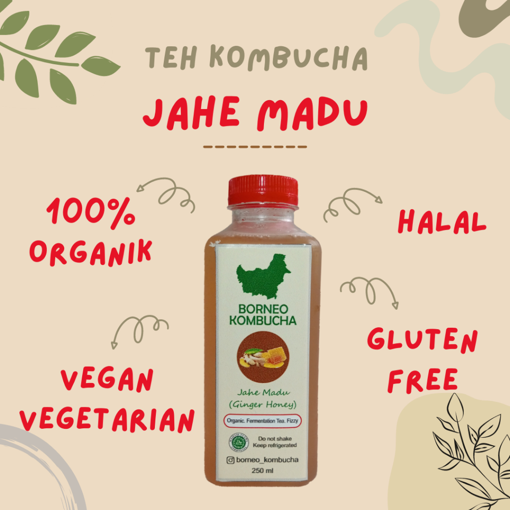 

BORNEO KOMBUCHA JAHE MADU TEH PROBIOTIK ORGANIK HALAL 250 mL