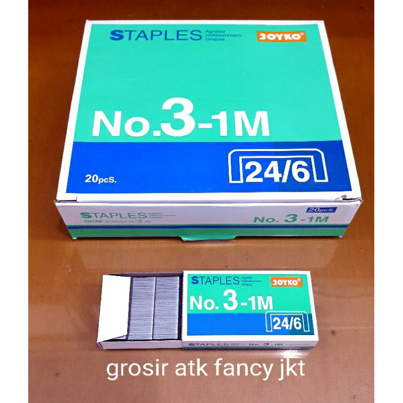 

( 1 pak = 20 dus kecil ) Isi Staples Cekrekan Neces Joyko No. 3 - 1M Besar ( 20 pak kecil )