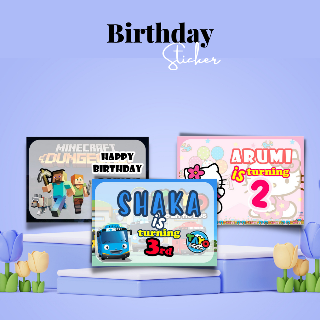 

Sticker Birthday Custom | Stiker Ulang Tahun Ultah Custom Kotak character